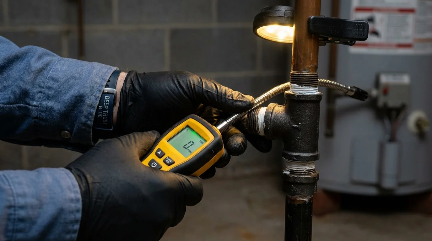 Gas leak detection with electronic sniffer by Johns Plumbing LLC in Waikoloa